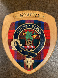 Scottish Clan SQUIRES Tartan Plaque Crest Shield - CHEAP!