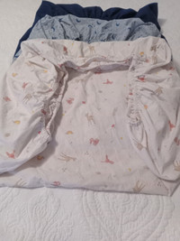 3 baby crib sheets,  $5 for all 3, 2-cotton, 1-polyester