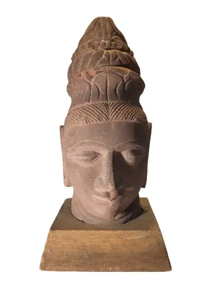 Monumental 14" Hand-Carved Solid Sandstone Deity Sculpture578765035951237129