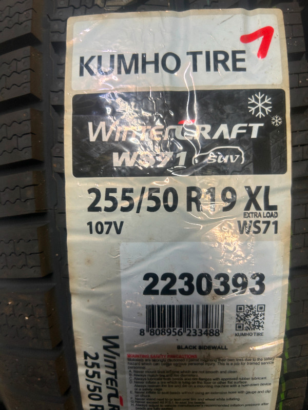 4 Brand New Kumho Wintercraft WS 71 255/50R19 XL winter tires in Tires & Rims in Ottawa