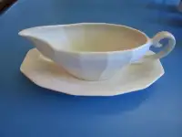 Vintage porcelain Gravy boat, tray and serving platter
