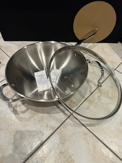 Linkfair 2-Piece Stainless Steel Wok 32 cm lid, View more