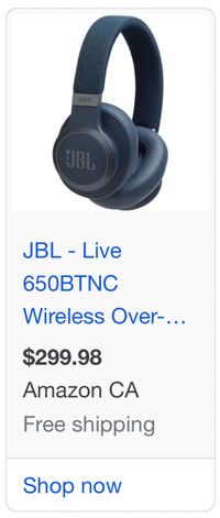JBL live 650BTNC wireless over ear headphones