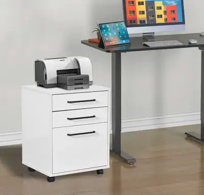 White 3-Drawer Mobile File Cabinet - Like New, View more