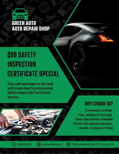 Green Auto is equipped with modern diagnostic/repair equipment. In need of a safety inspection? We h...