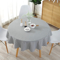 Cotton Linen Tablecloth Grey Arrow Round Table Cover Round 48 In