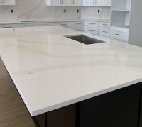 QUARTZ KITCHEN COUNTER, KITCHEN CABINETS - FREE QUOTE, FREE SINK