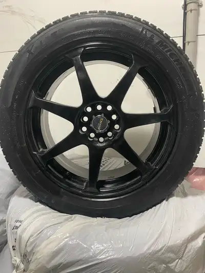 Set of 4 Winter Tires plus Black Alloy Rims (Included 4 sets of Lug nuts with key.) Michelin X-ice 2...