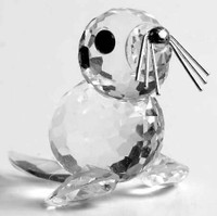 SWAROVSKI CRYSTAL  "SEAL" - BABY(MINI) with SILVER WHISKERS