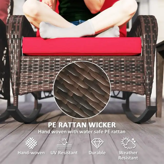 $69-$99, Outdoor Wicker Rattan Rocking Chair, Patio Rocker in Patio & Garden Furniture in Markham / York Region - Image 4