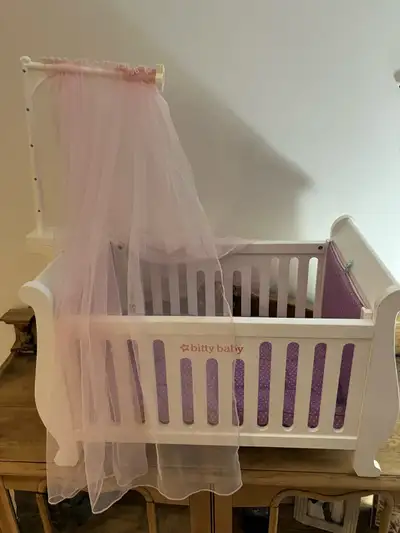 American Girl Bitty Baby Wooden Sweet Dreams Crib with Canopy, View more