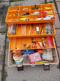 Tackle and tackle box,  lots in here.