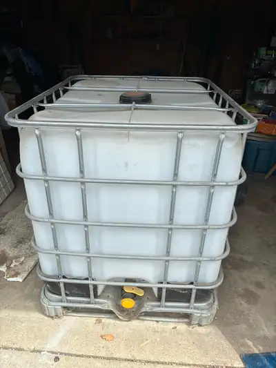 Bought a used tote that was cleaned out. Never got around to using it as a rain barrel. Still clean...