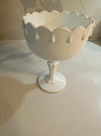 Vintage Indiana Milk Glass Teardrop Footed Bowl