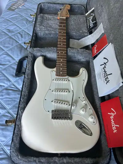 Fender Stratocaster with case plus Line 6 amp and headphones, View more