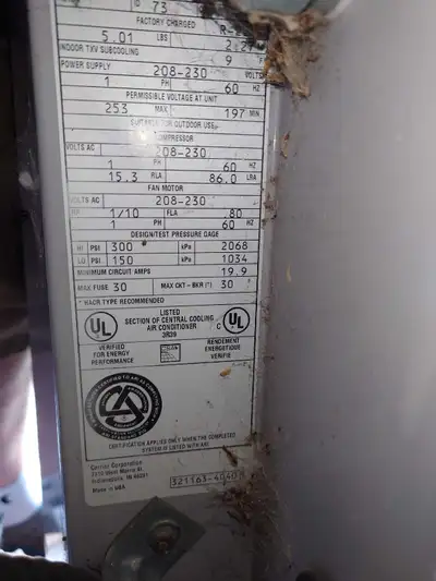 Professionally uninstalled and drained. Was cooling a 1600 square foot building without issue, worke...