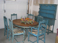  PRICE CHANGE** ANTIQUE VICTORIAN TABLE,CHAIRS &HUTCH-- 6 photos