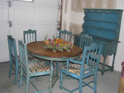 ANTIQUE VICTORIAN TABLE,(2 extensions)CHAIRS - 5 photos, View more