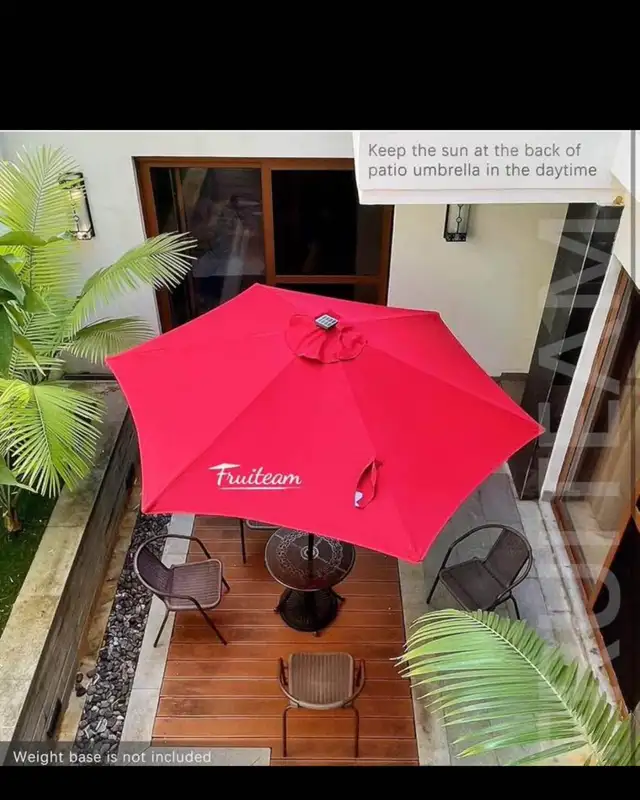 RED 9FT Solar LED UmbrellaSolar Powered Table Umbrella, Fade-re in Patio & Garden Furniture in Hamilton - Image 4