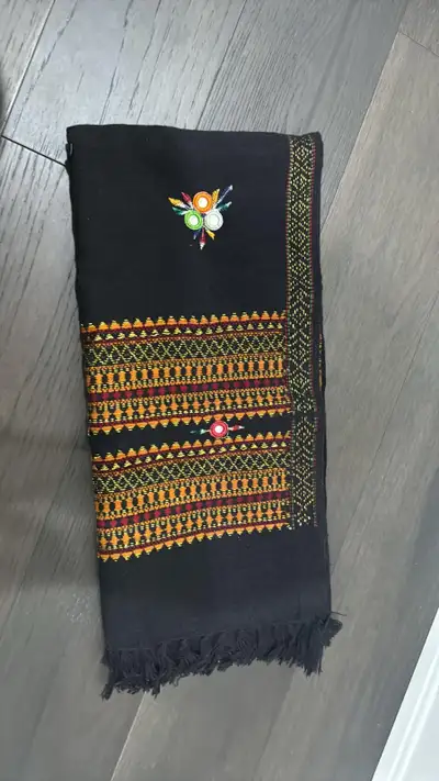 Shawl - Black with Embroidery and Mirrors, View more