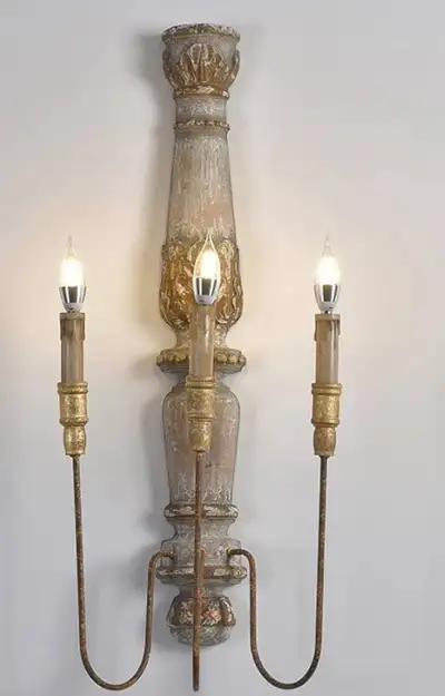 farmhouse rustic 3 light  wall scone, View more