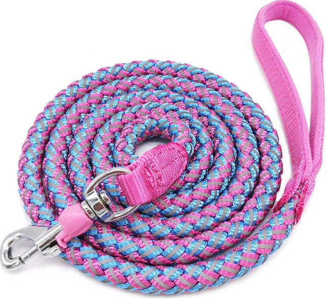 Mycicy Rope Dog Leash - 10ft Reflective Pink Dog Leash - (1/2") in Accessories in Mississauga / Peel Region
