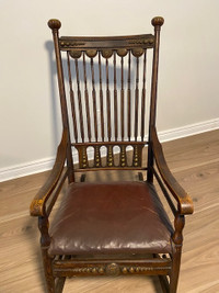 Antique Rocking Chair with brass conical knobs/ inlays