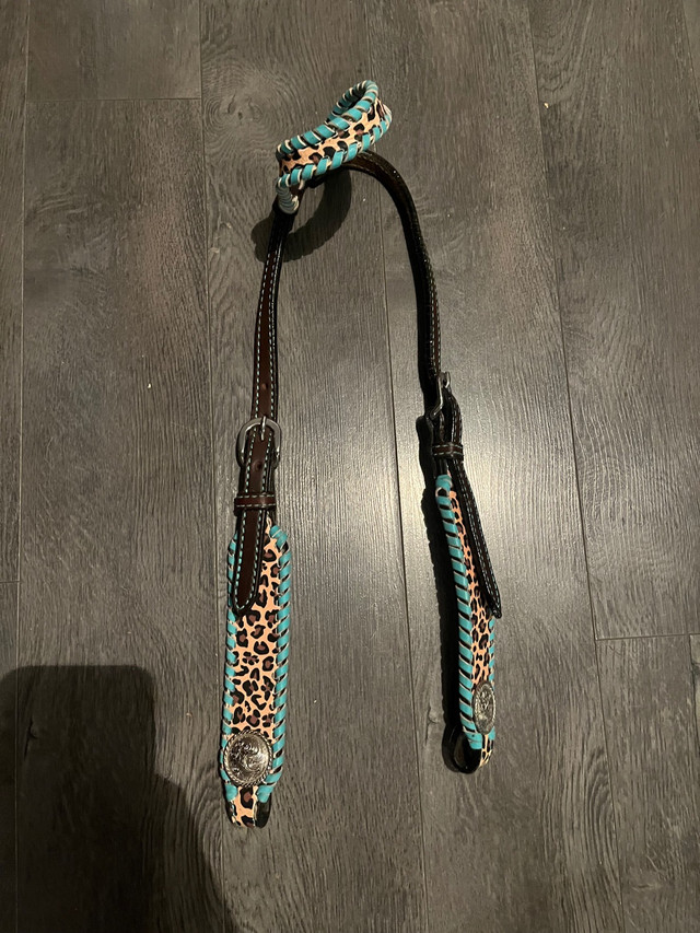 Teal/Leopard print saddle, headstall and breast collar  in Other in Saint John - Image 4