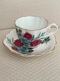 Taylor & Kent Tea Cup & Saucer, Pattern 1199, White, Red Roses