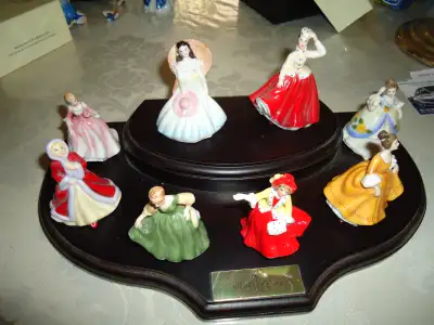 A selection of Royal Doulton MINI Figurines set of 8, HERE ARE THE NAMES. Nicola, Rachel, Fair lady,...