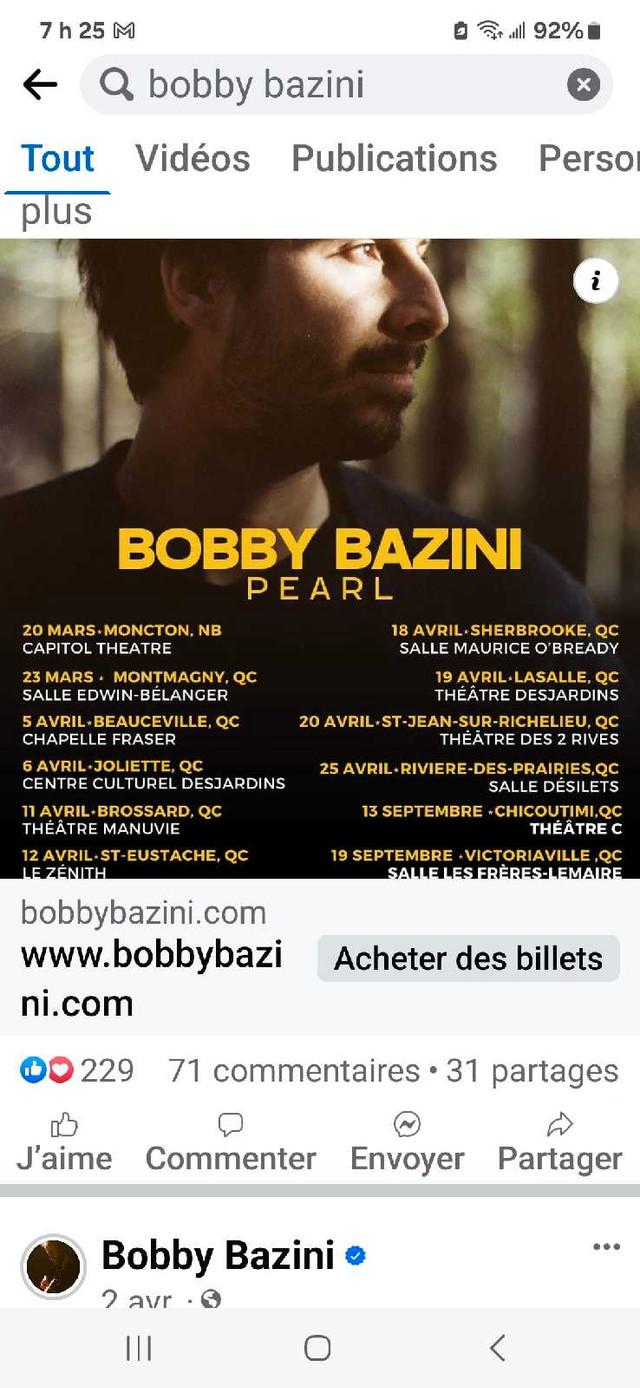 Bobby Bazini  dans Événements  à Longueuil/Rive Sud