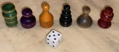 Vintage Wooden Monopoly Pawn Mover Set/Lot of 6 with die, View more