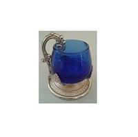 Silver and Cobalt Blue Glass Ring Holder
