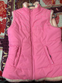 Reversible pink winter vest for girls aged 8-12