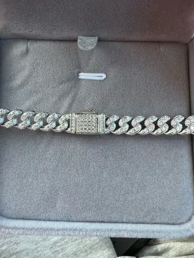 8mm 60cm Moissanite cuban link chain in 925 sterling silver, View more