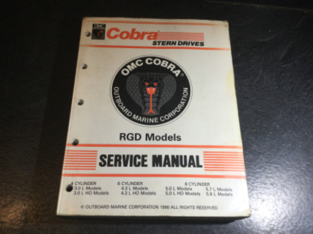 1991 OMC Cobra Stern Drives RGD Manual 3.0L 4.3L 5.0L 5.7L 5.8L in Non-fiction in Parksville / Qualicum Beach