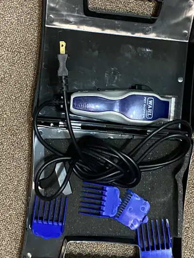 Comes with attachments. In a plastic storage case. Please all Marion at 519-621-3824.