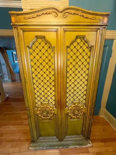 RomWeber Mid-Century Modern French Provincial Oak Armoire, View more