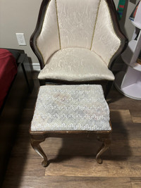 Medium Sized Cushioned Chair with Small Table