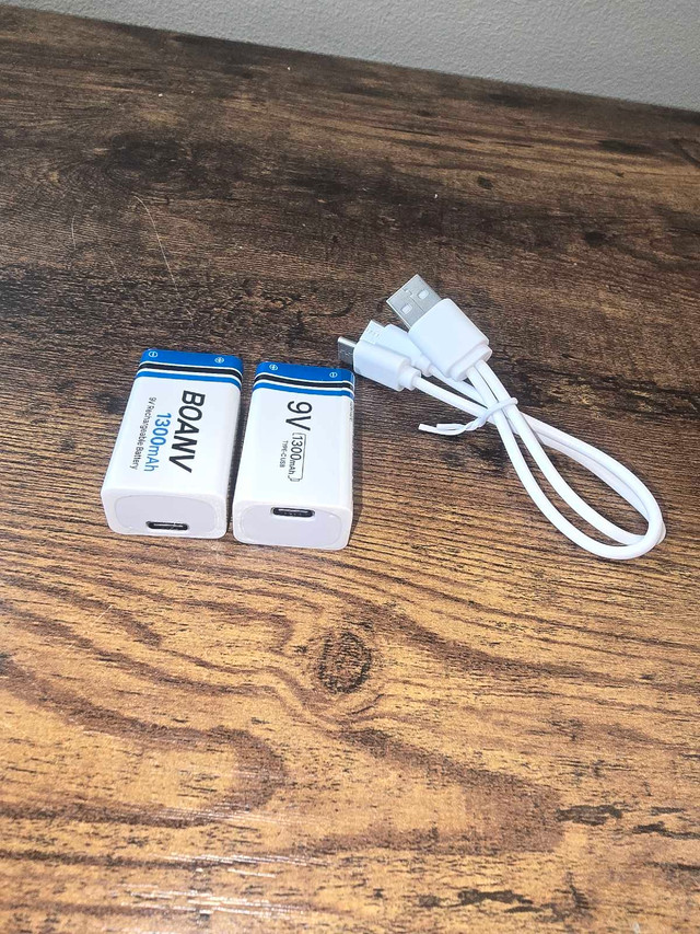 2PCS 1300mAh 9V Rechargeable Batteries, 9V Rechargeable USB Lith in General Electronics in Mississauga / Peel Region - Image 2