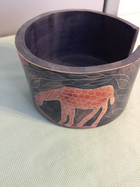 Vintage Zebra Giraffe African Soapstone Container - 'AS IS'