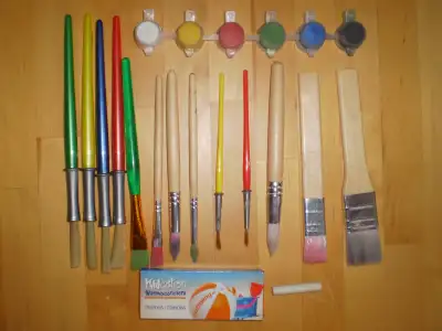 13 Brushes, Paints and Crayons $10 Color & Co Watercolors, 18x12ml Tubes, NEW and Sealed $10 Flying...