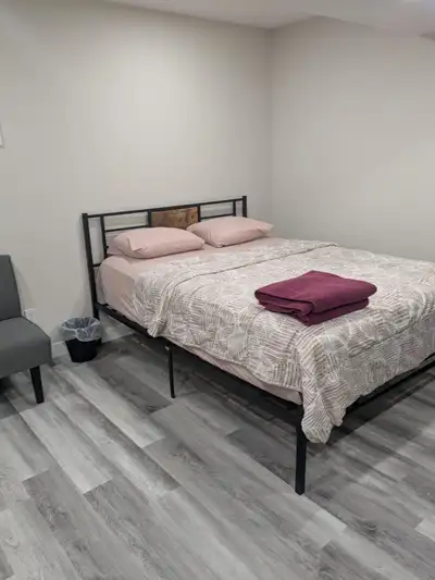 Newly Completed/Fully Furnished Studio Bachelor Basement Suite for Short Term Rentals Features inclu...