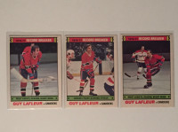 1977-78 OPC (O-Pee-Chee) "RB" Guy Lafleur, qty. 3 cards, VG/VG+