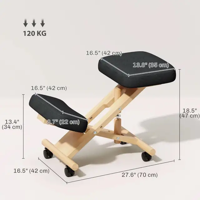 Ergonomic Kneeling Chair, Posture Chair with Rubberwood Frame, R in Chairs & Recliners in Markham / York Region - Image 3