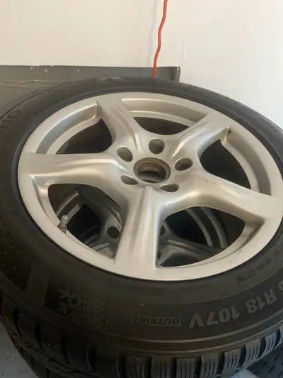 18 inch oem porsche panamera winter tire and rim with tpms sensors. front tire need replace rears ar...