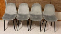 SET OF FOUR GREY SUEDE DINNING  CHAIRS FOR SALE.