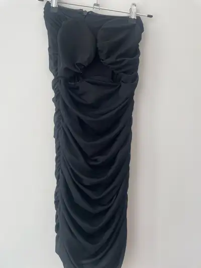 Black Ruched Strapless Mini Dress, View more