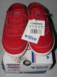Skechers Bob B Cute Red Canvas Sneakers Brand New Womens Size 6M