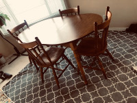 Wooden dining table set  with 4 chairs, pick up in NE Calgary